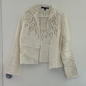 Elegant Cream Blazer with Leaf Cutout Design